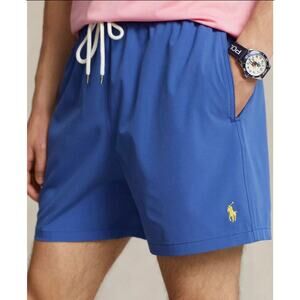 Polo Ralph Lauren Traveler Classic Swim Trunks Blue Yellow Summer Pool Vacation